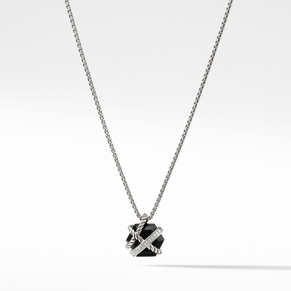 David Yurman Cable Wrap Necklace with Black Onyx and Diamonds
